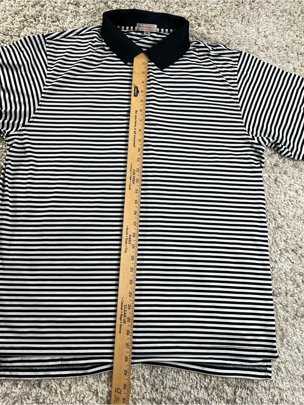 Peter Millar Summer Comfort Black and White Striped Polo XL - Picture 2 of 7